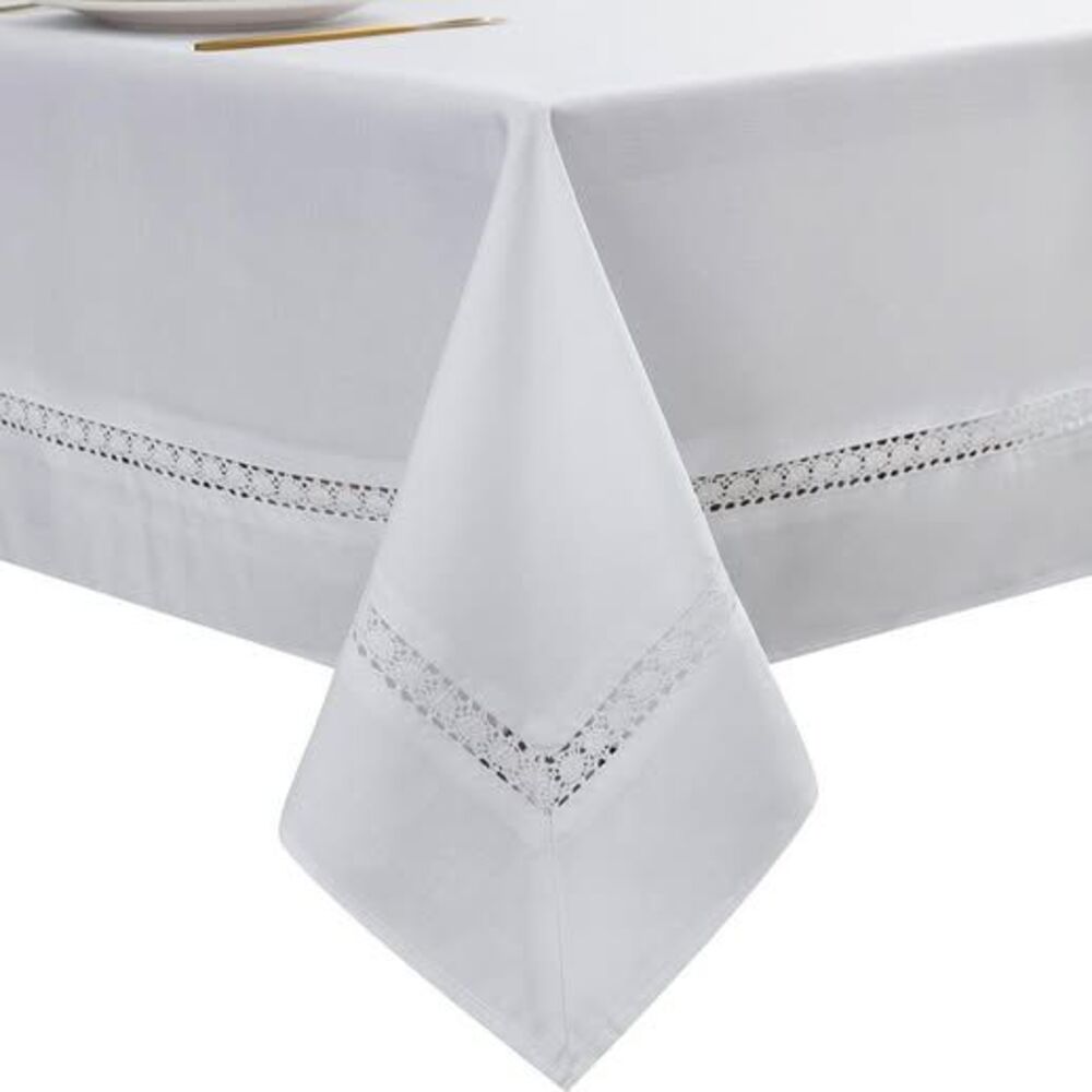 EHouseHome Heavy Duty Fabric Tablecloth with White Lace 60 x 84 Inches